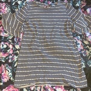 CeCe Striped Ruffle Sleeve Dress